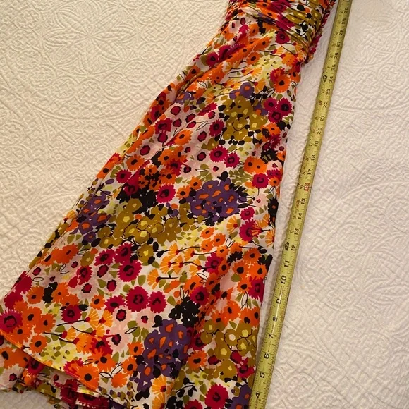Donna Morgan Strapless Floral Dress Bright Pink/ Orange Lightweight - Picture 4 of 7